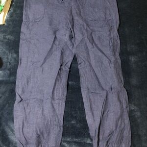 Women's Stylish Linen Cargo Pants - Blue